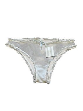 Vintage Victoria’s Secret Bridal Collection Cream Sheer Panty Ruffle & Bow NWT